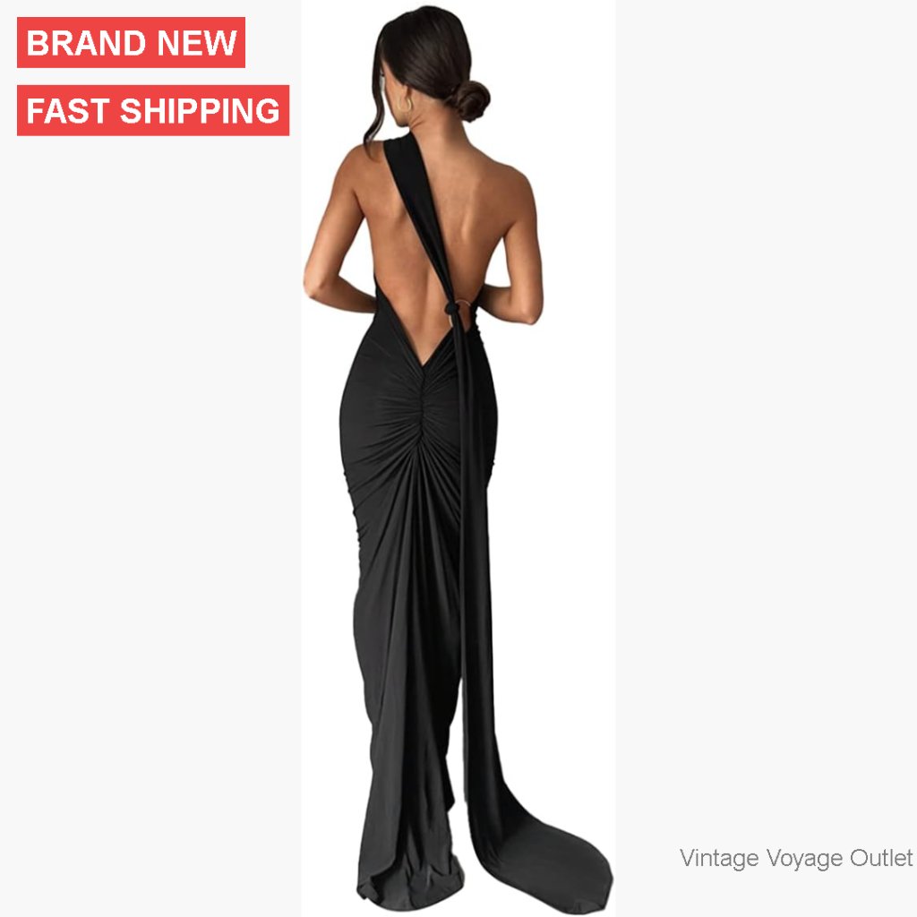 Backless Bodycon Maxi Dress Formal Cocktail Wedding Guest Open Back